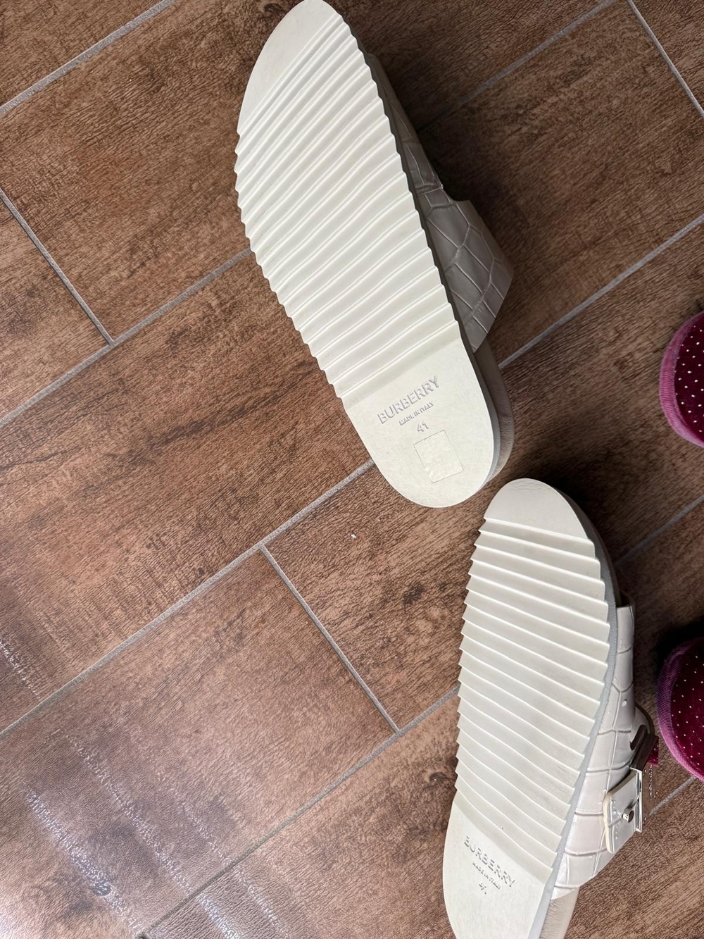 Burberry Cream Quilted Slide Sandals